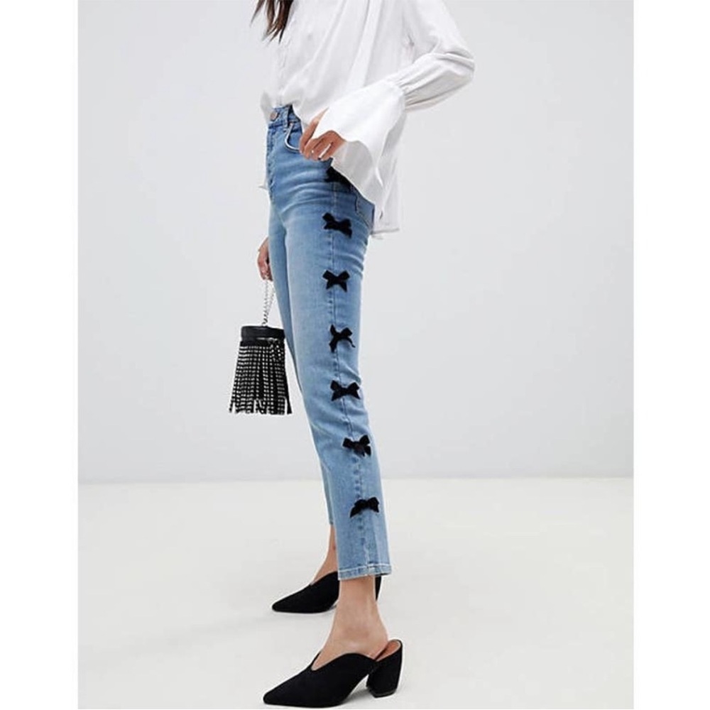 ASOS Farleigh Bow Detail High Rise Jeans Size 26